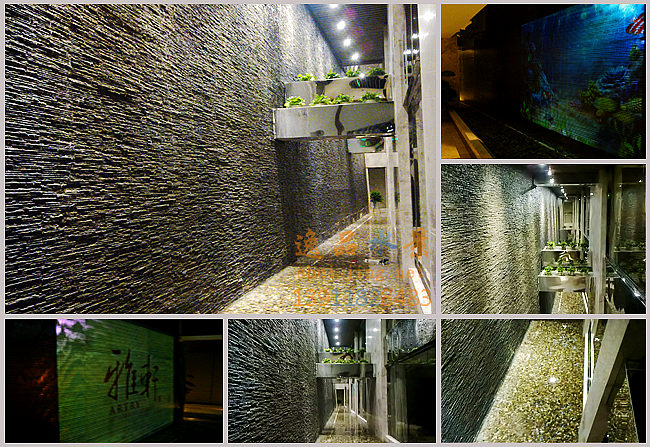 室内35米x6米石材和部分光影水幕墙