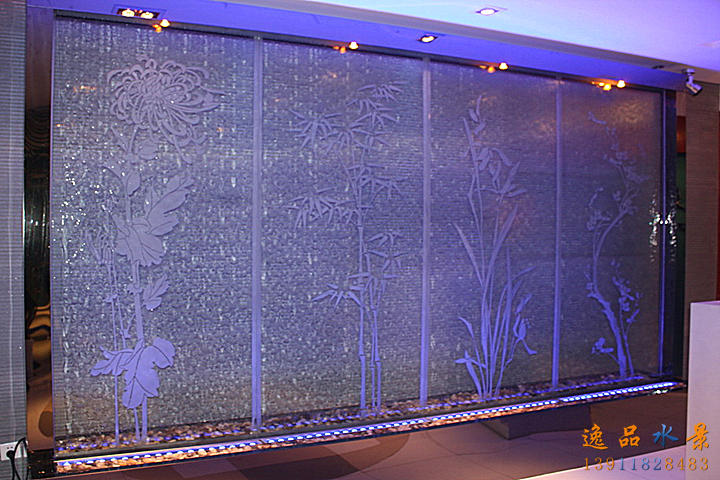 梅兰竹菊水幕墙效果|北京玻璃水幕墙厂家